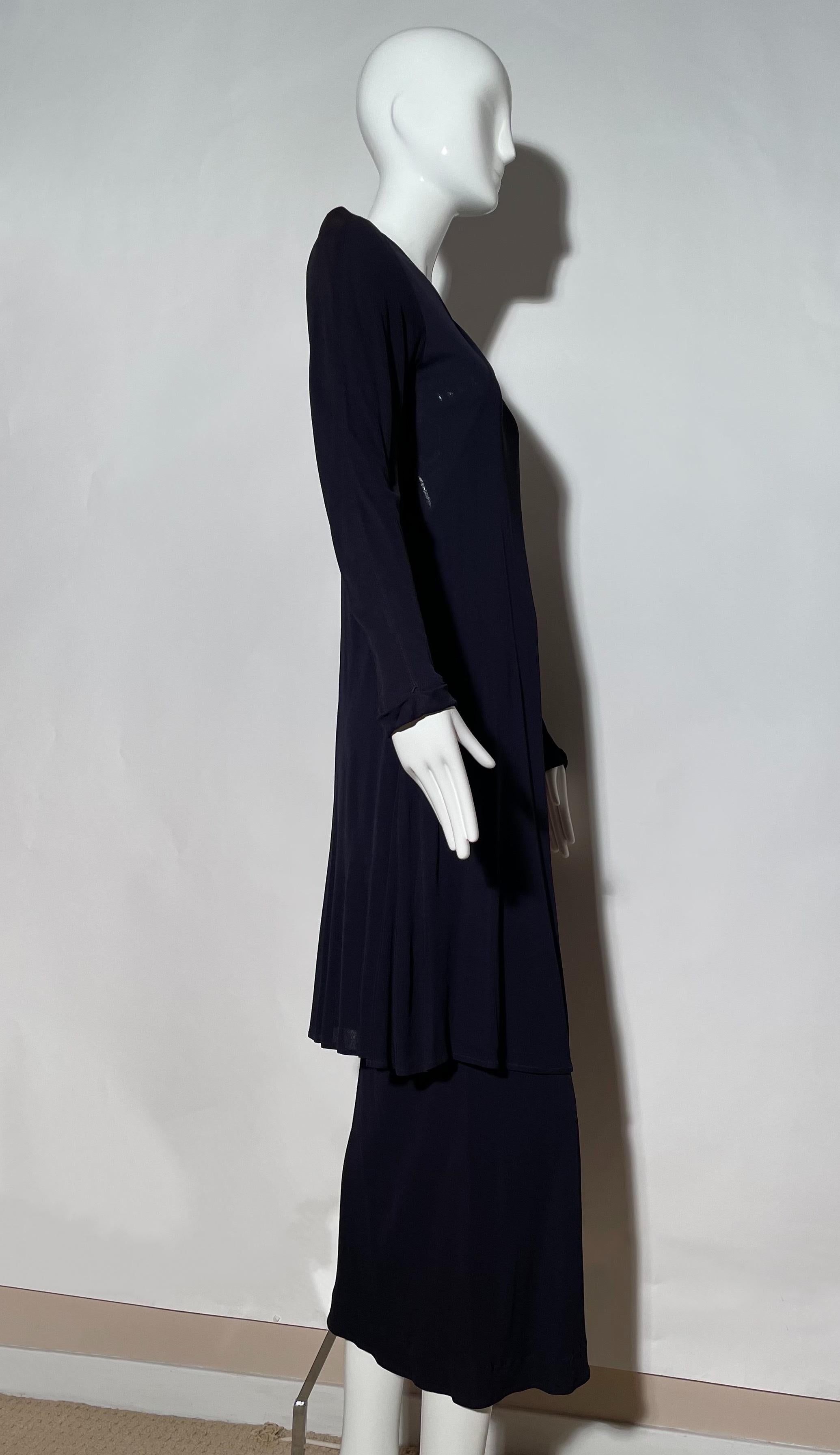Black Jean Muir Navy Layered Dress For Sale