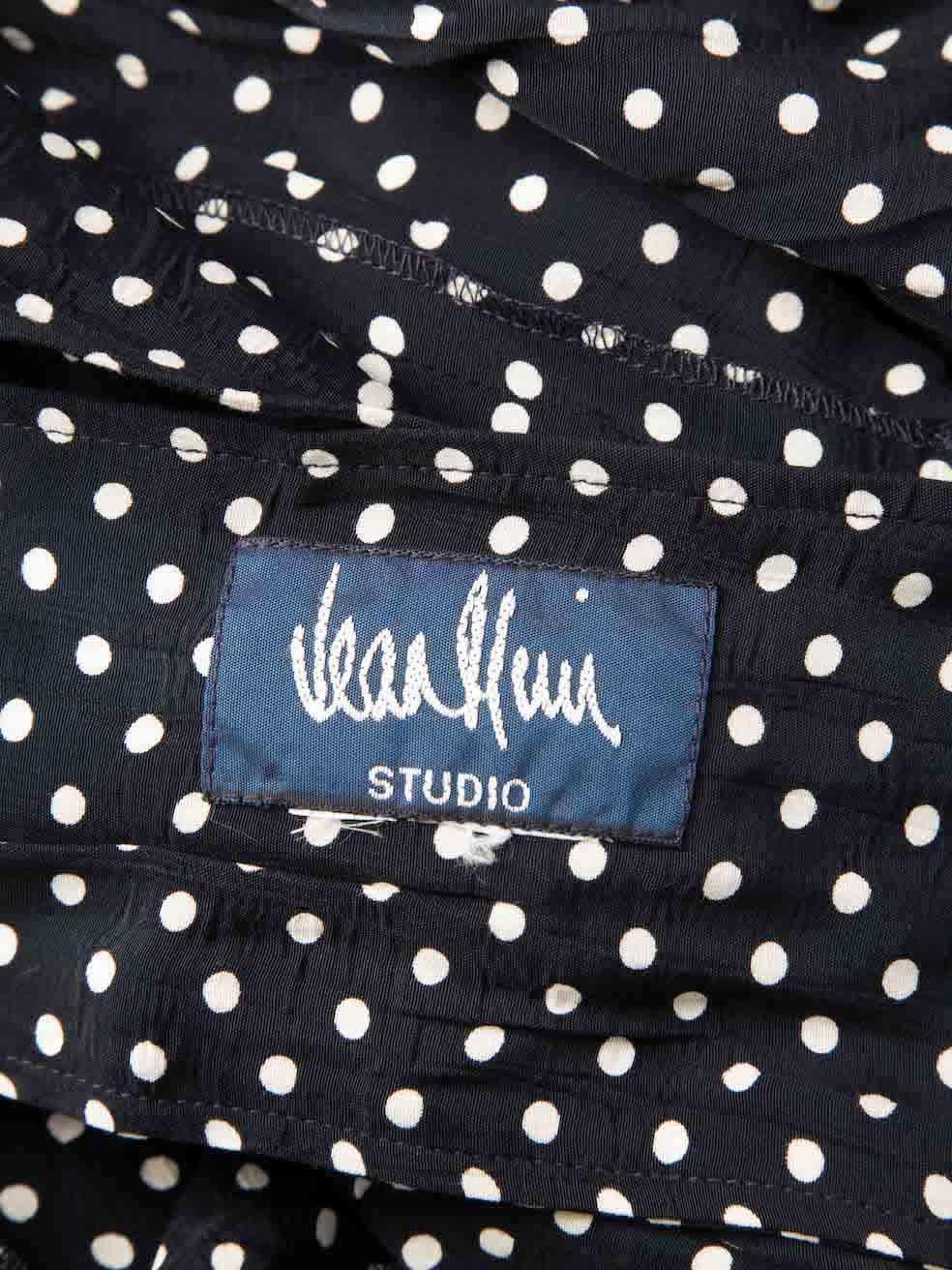 Jean Muir Navy Polka Dot With Bow Shirt Size M 2