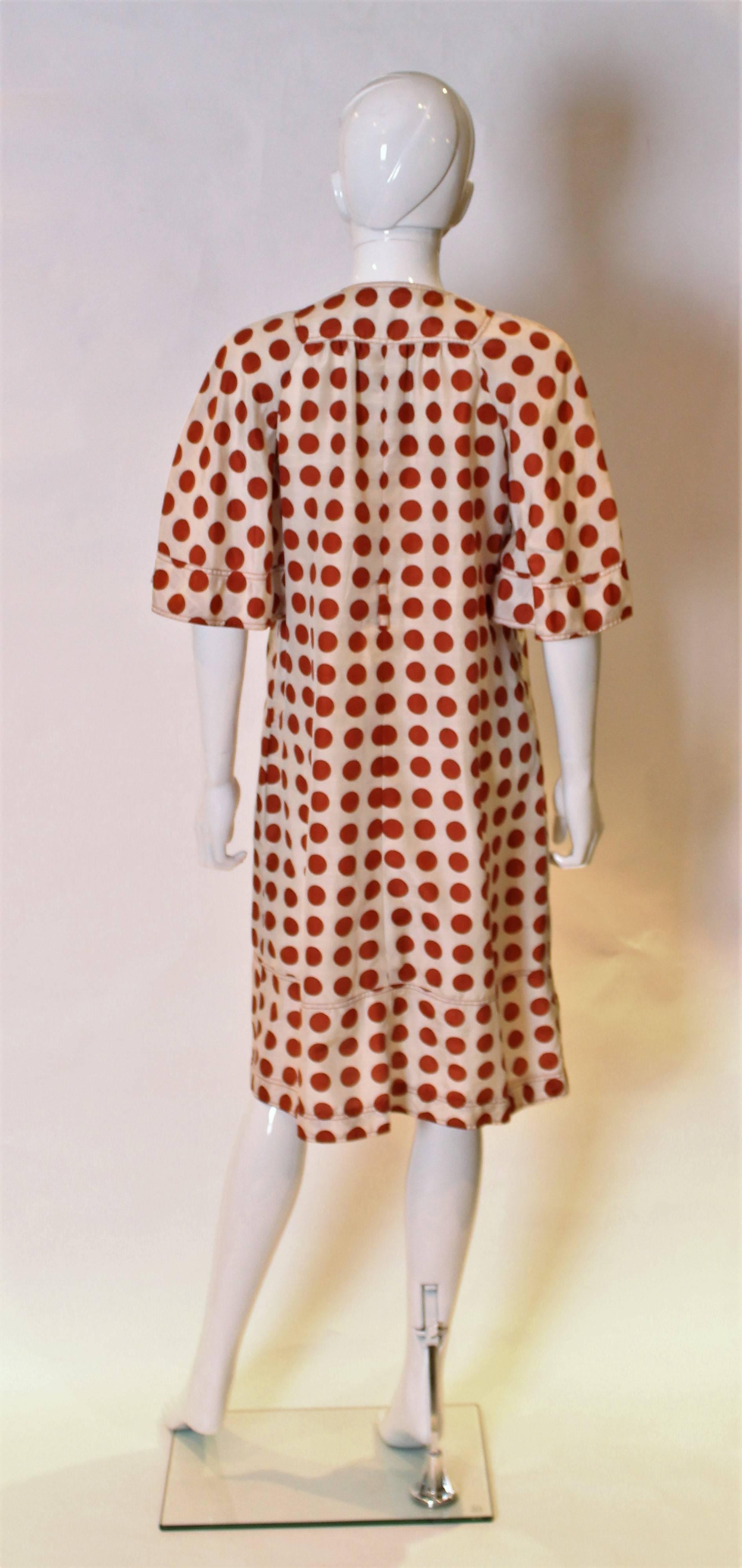 Beige Jean Muir Silk Polka Dot Dress For Sale