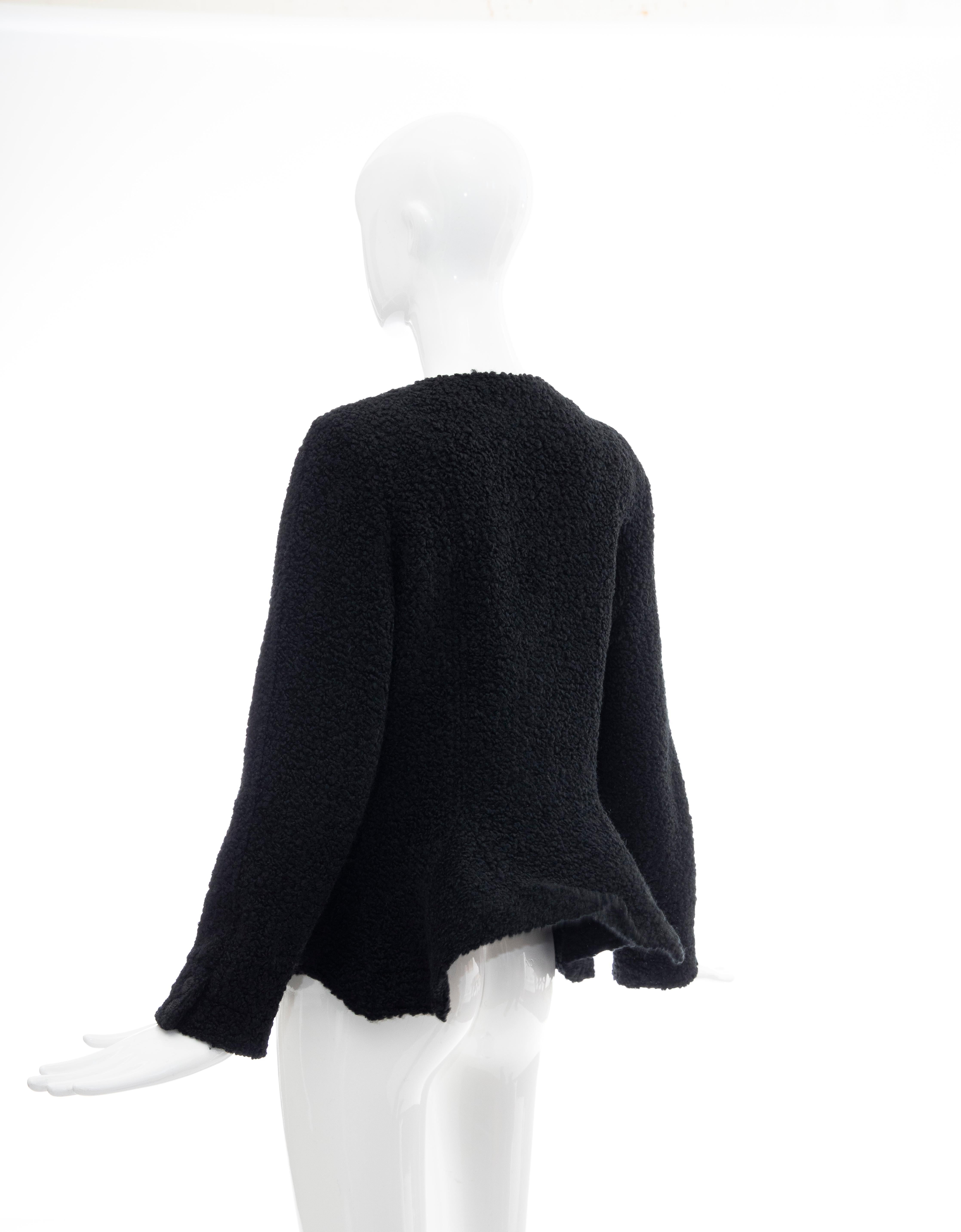 Jean Muir Studio Black Faux Persian Lamb Jacket, Circa: 1980's For Sale 4