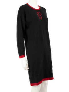 Jean Muir Vintage Black Knit Knee Length Dress Size L