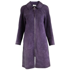 Jean Muir Retro Purple Suede Coat Jacket, 1960s 