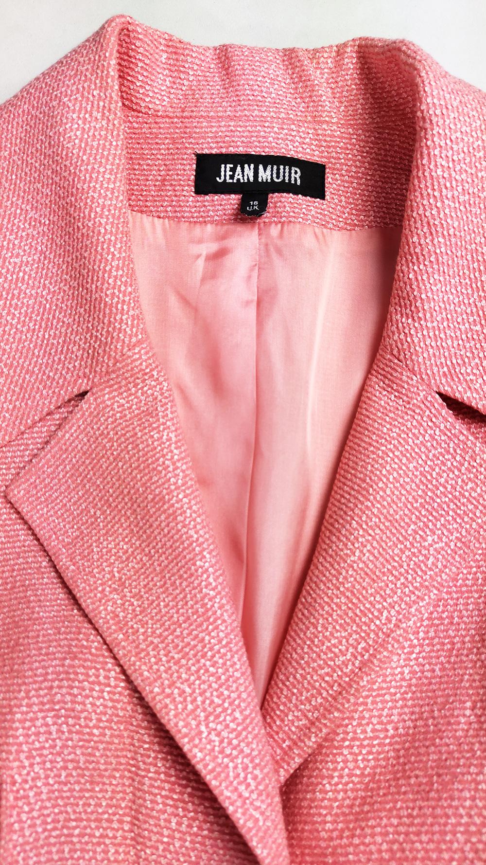 Jean Muir Vintage Womens Coral Pink Tweed Maxi Coat For Sale 3