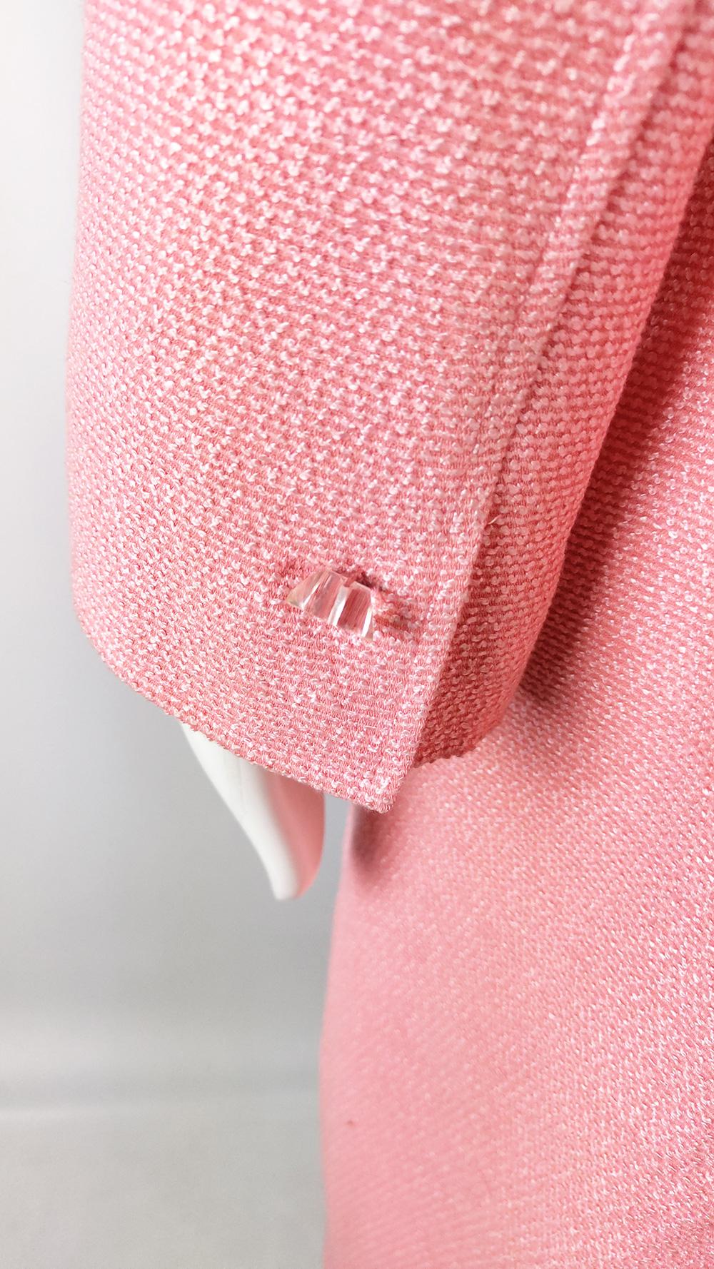 Jean Muir Vintage Womens Coral Pink Tweed Maxi Coat For Sale 2