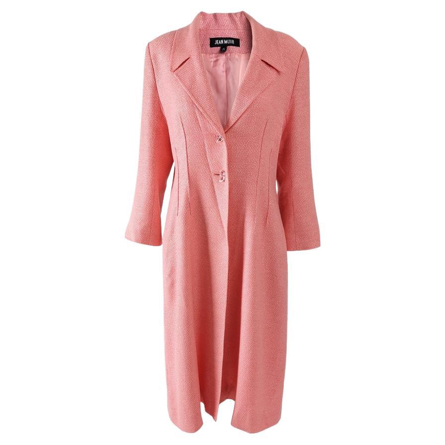 Jean Muir Vintage Womens Coral Pink Tweed Maxi Coat For Sale