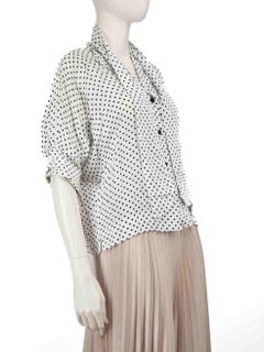 Jean Muir White Polka Dot Top with Scarf Size S