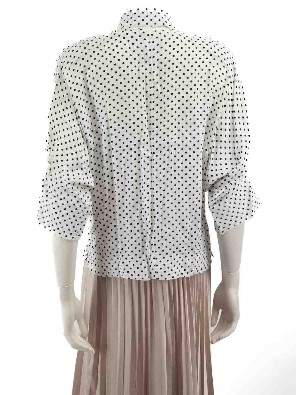 Gray Jean Muir White Polka Dot Top with Scarf Size S