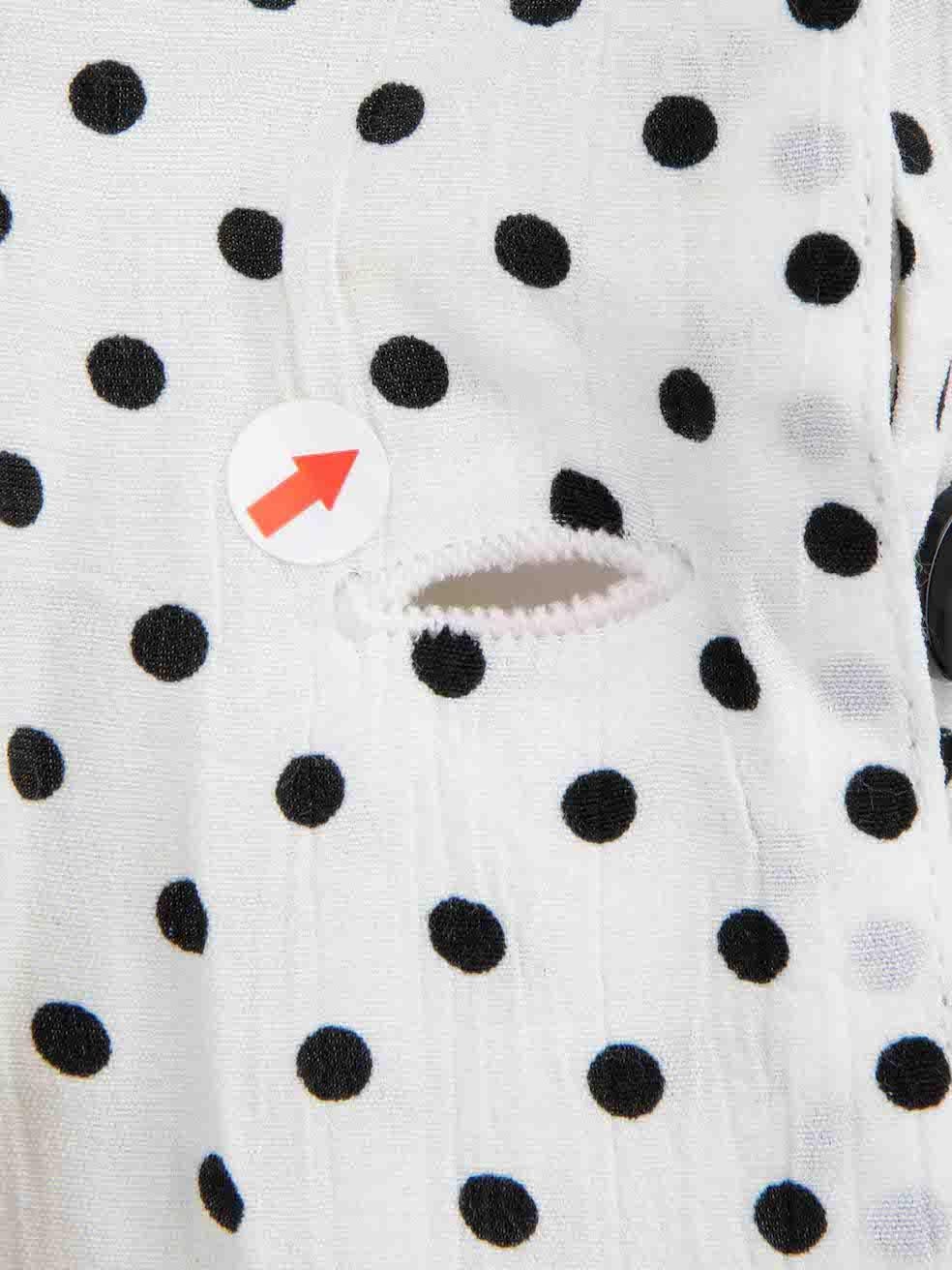 Jean Muir White Polka Dot Top with Scarf Size S In Good Condition In London, GB