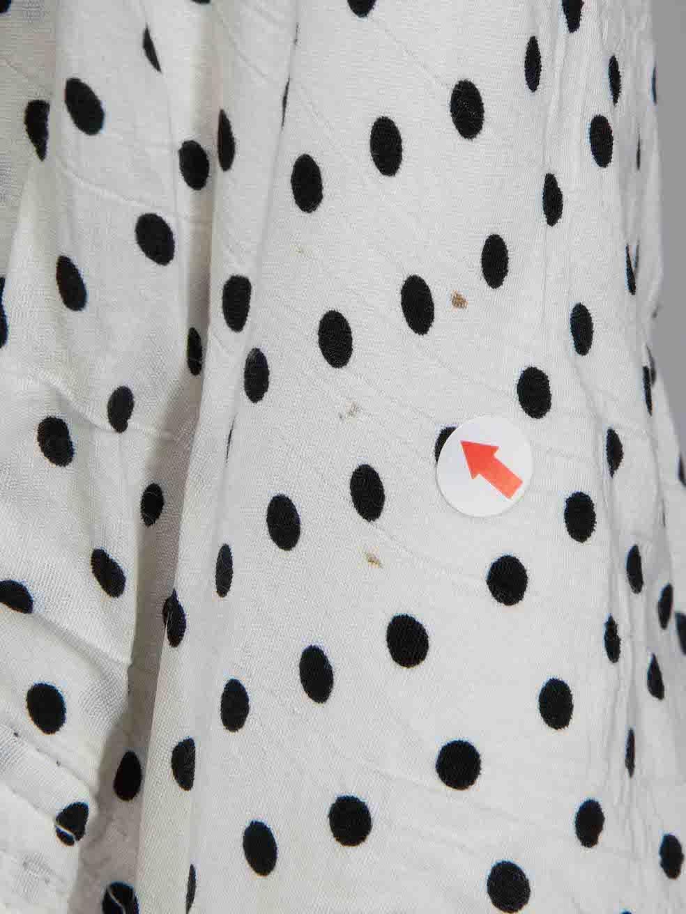 Women's Jean Muir White Polka Dot Top with Scarf Size S