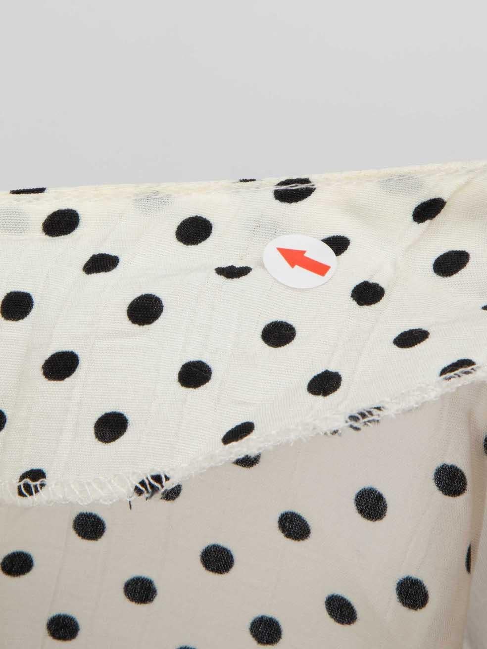 Jean Muir White Polka Dot Top with Scarf Size S 2