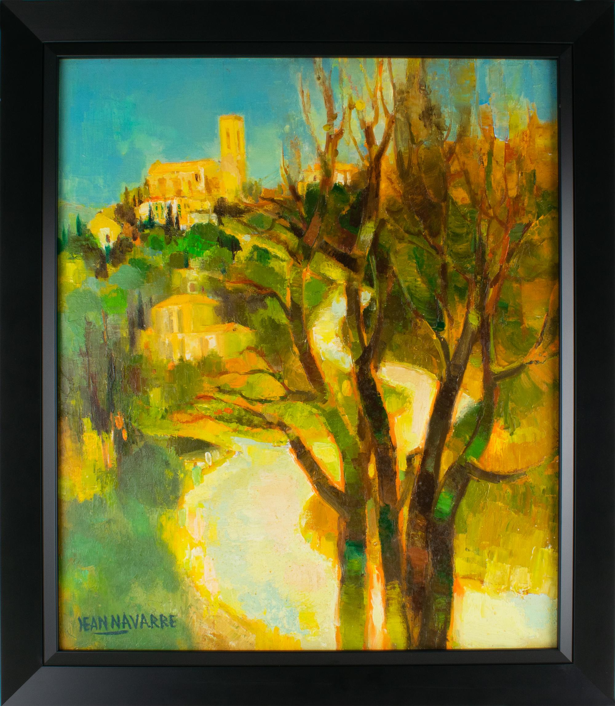 Provence Landscape Oil on Canvas Painting by Jean Navarre