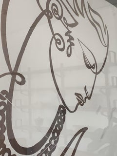 Jean Negulesco Continuous Line Drawing on Metal Plate