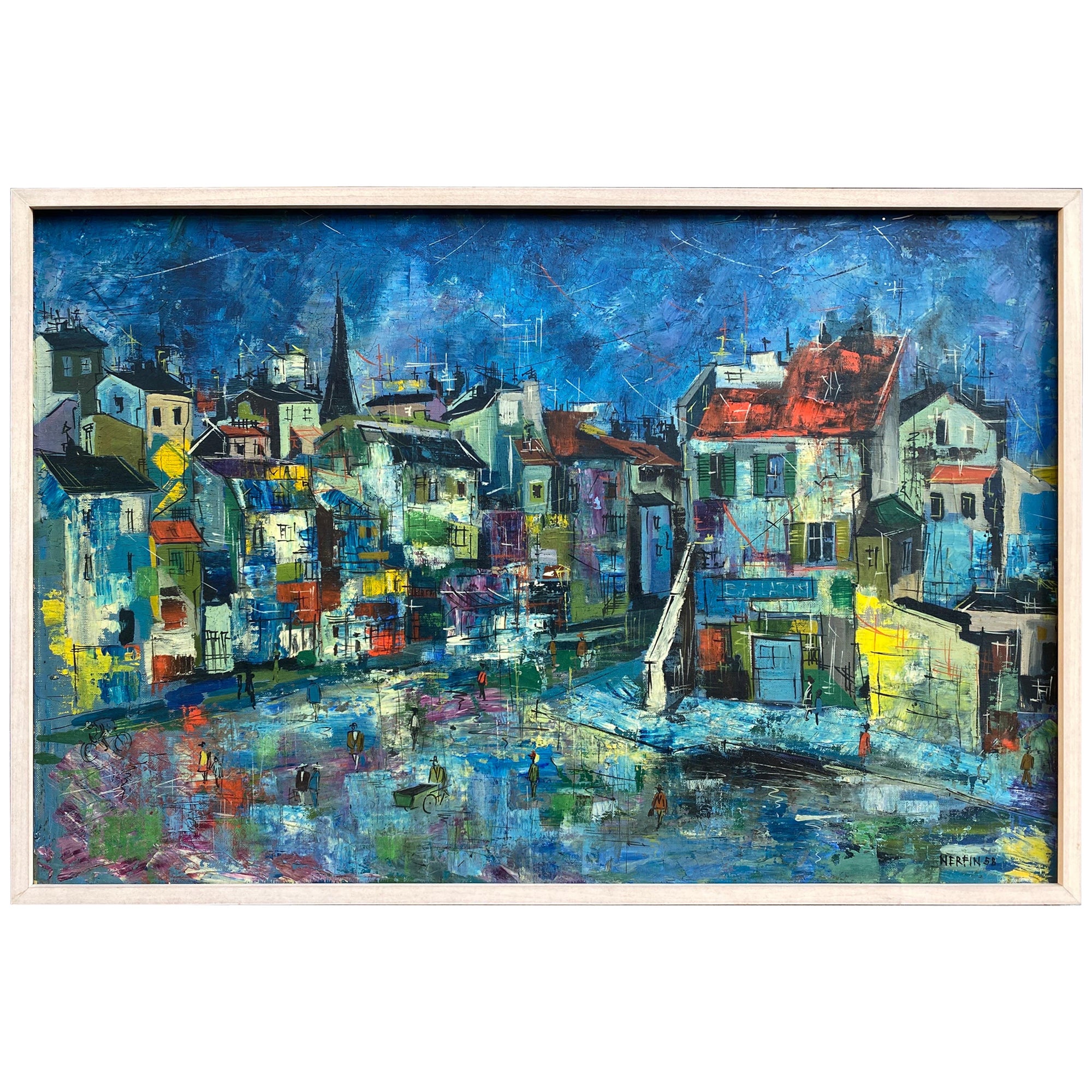 Jean Nerfin, Öl auf Leinwand, Stadtlandschaft