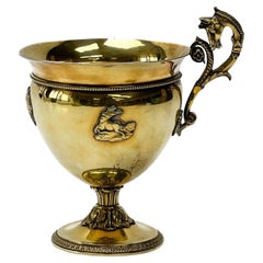 Jean-Nicolas Boulanger France Empire Gilt Silver Horse Handle Cup, circa 1810