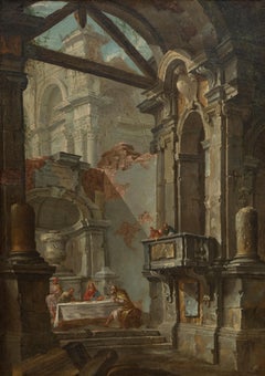 Architektonisches Capriccio mit den Jüngsten von Emmaus von Jean-Nicolas Servandoni