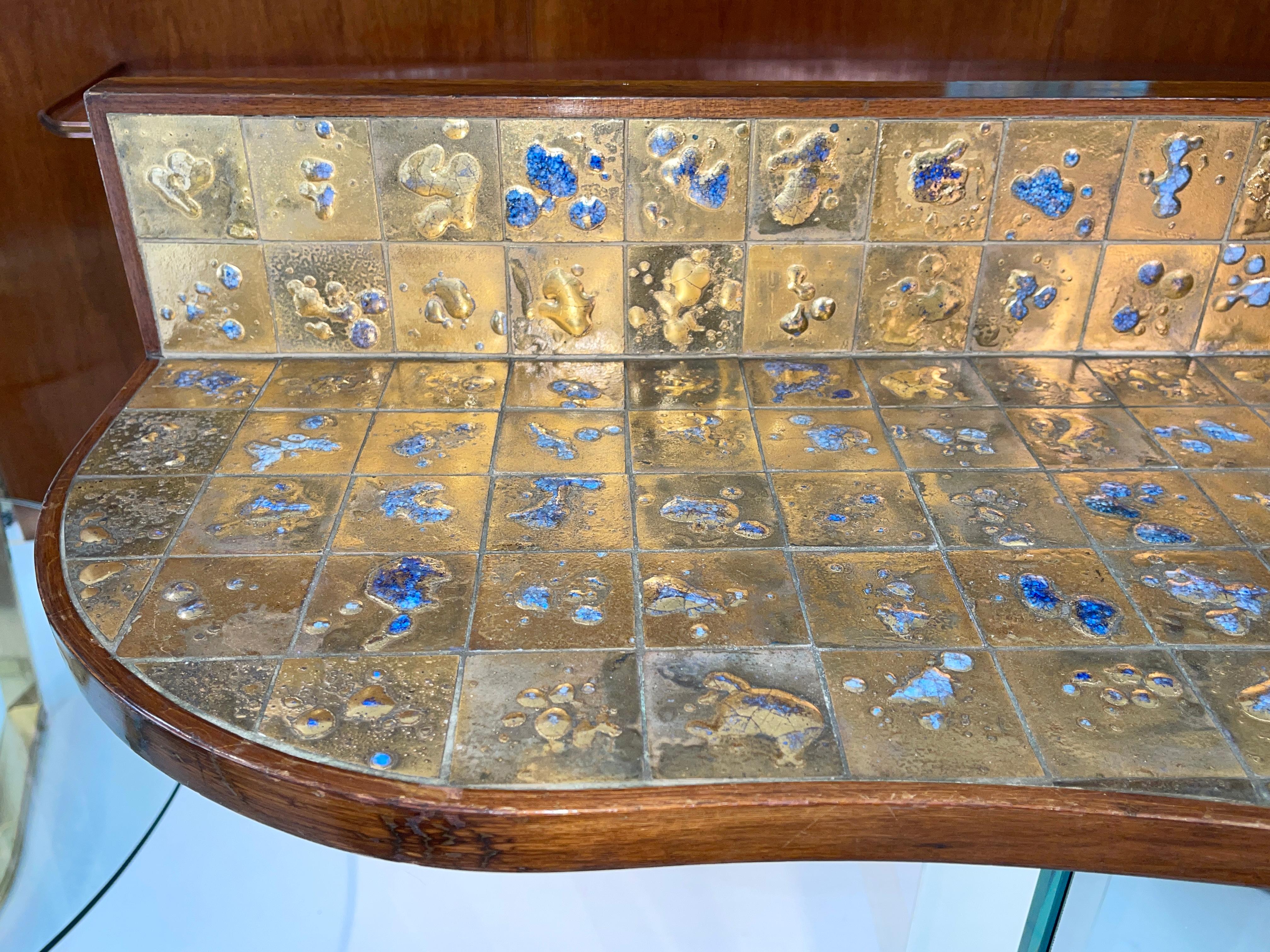 Mid-Century Modern Jean Nison Ceramic Tiled Console Shelf by Weiss & Basser