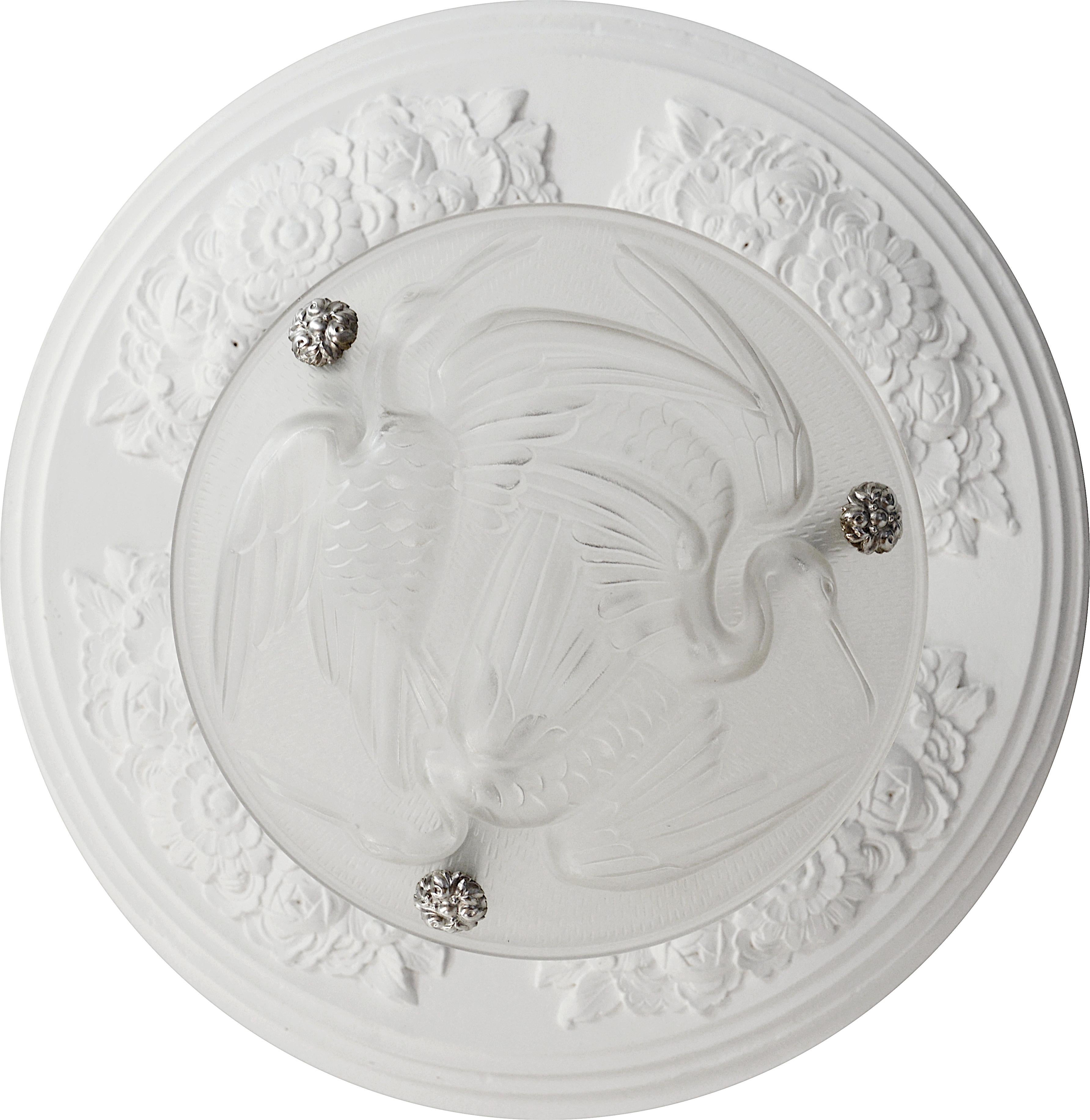 Satinato Lampadario a sospensione a forma di cicogna in stile Art Déco di Jean Noverdy, 1920 in vendita