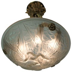 Jean Noverdy French Art Deco Bird Pendant Chandelier