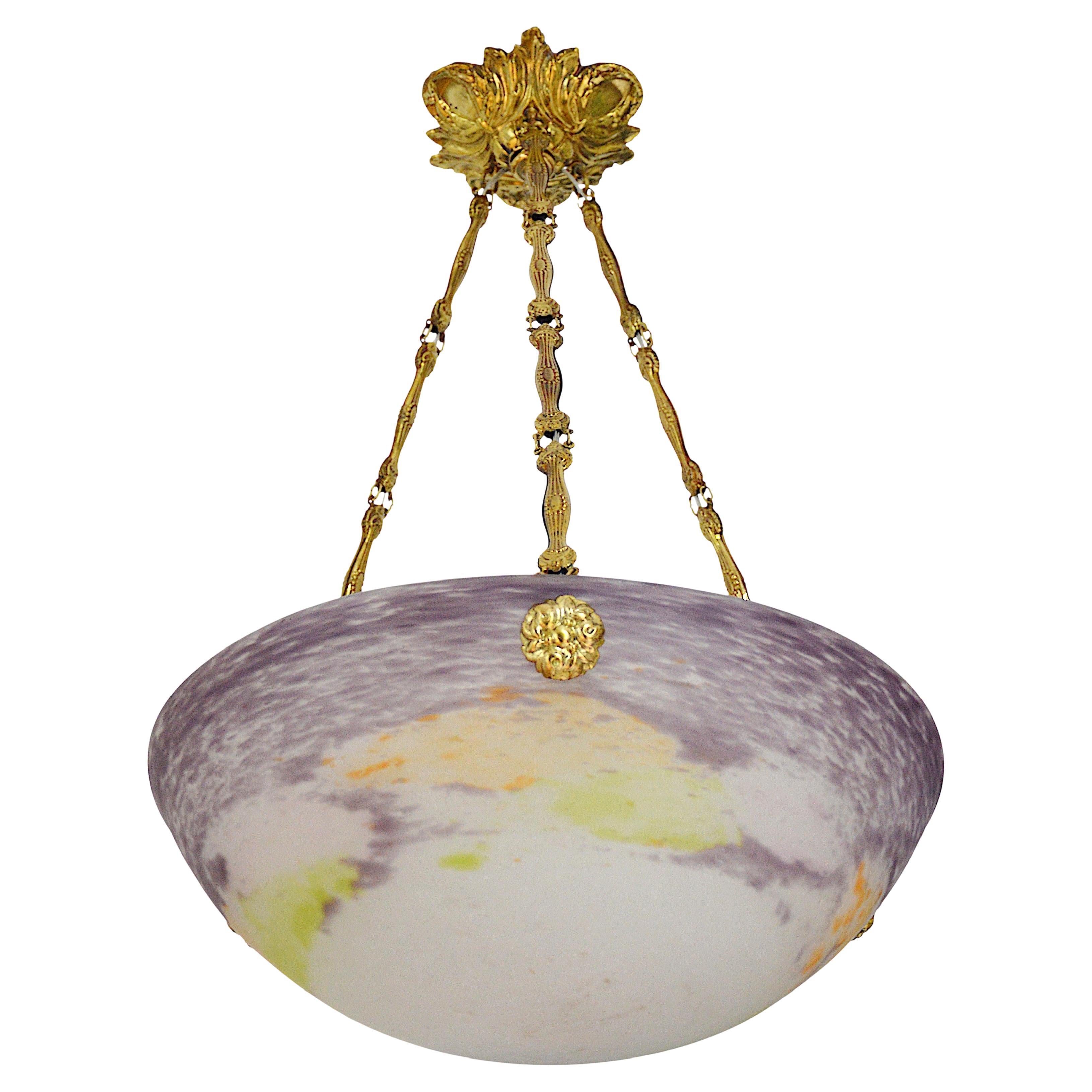 Lampadario a sospensione Art Deco francese Jean Noverdy 1920