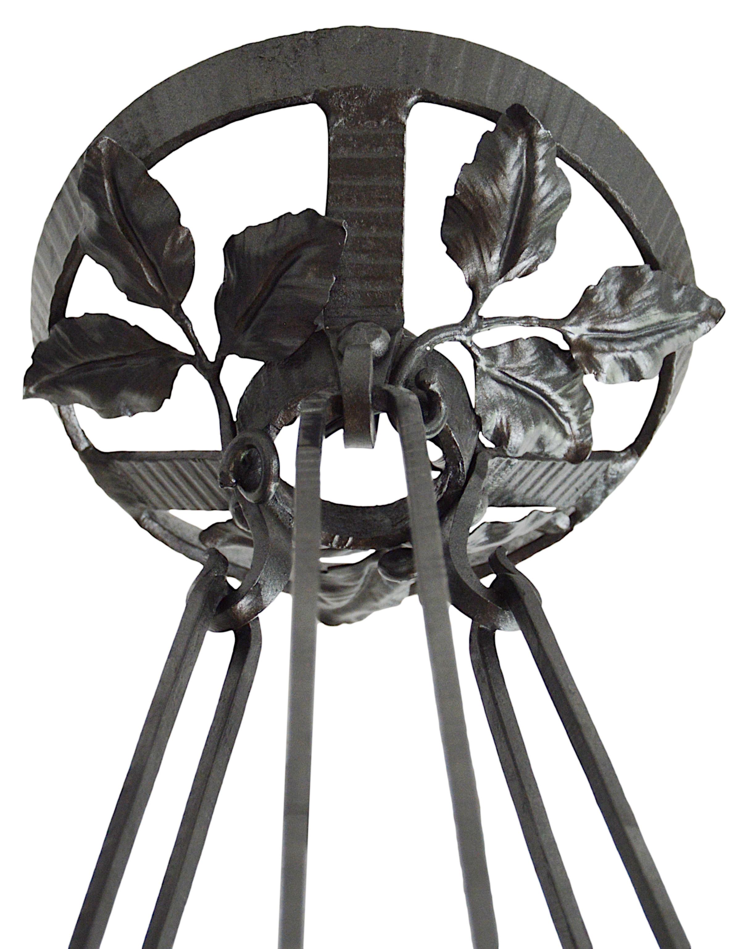 Jean Noverdy French Art Deco Wrought-Iron Pendant Chandelier, 1920 For Sale 7