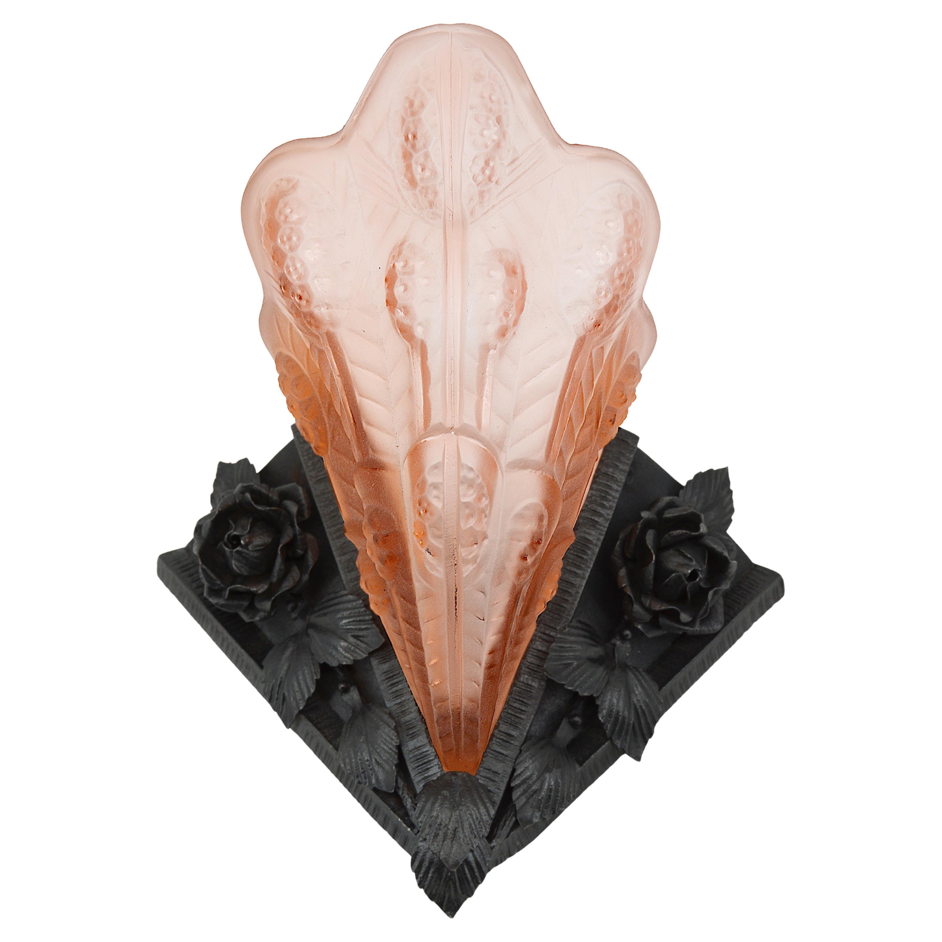 Jean Noverdy Rare Art Deco Wall Sconce, 1920