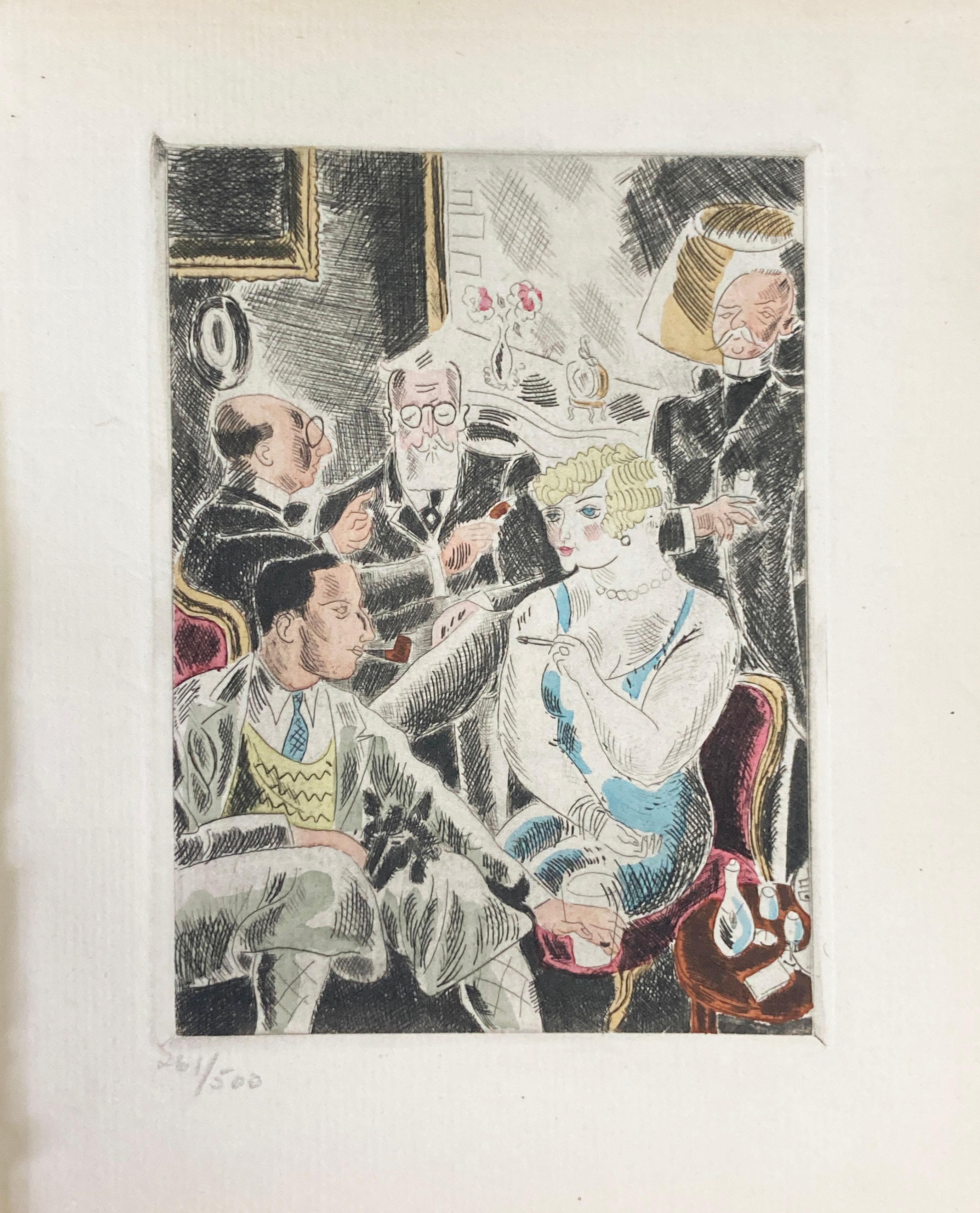 Jean Oberlé - "Lewis and Irene IX" 1925 Limited edition etching in colors