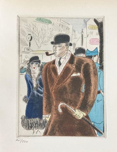 Jean Oberlé - "Lewis and Irene X" 1925 Limited edition etching in colors