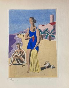 Jean Oberlé - "Lewis and Irene XIV" 1925 Limited edition etching in colors