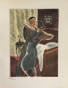 Jean Oberlé - "Lewis and Irene XV" 1925 Limited edition etching in colors