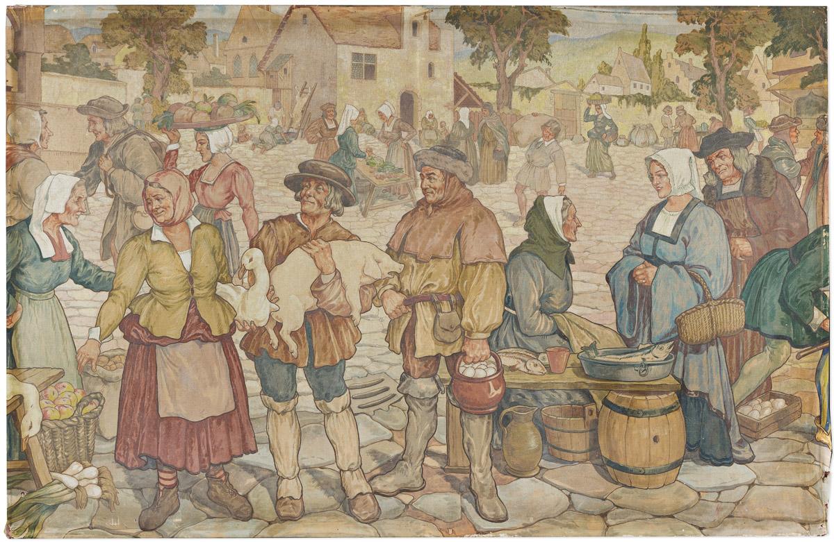 Original Canvas Mural for La Caravelle Restaurant, New York City - Painting by Jean Pagès