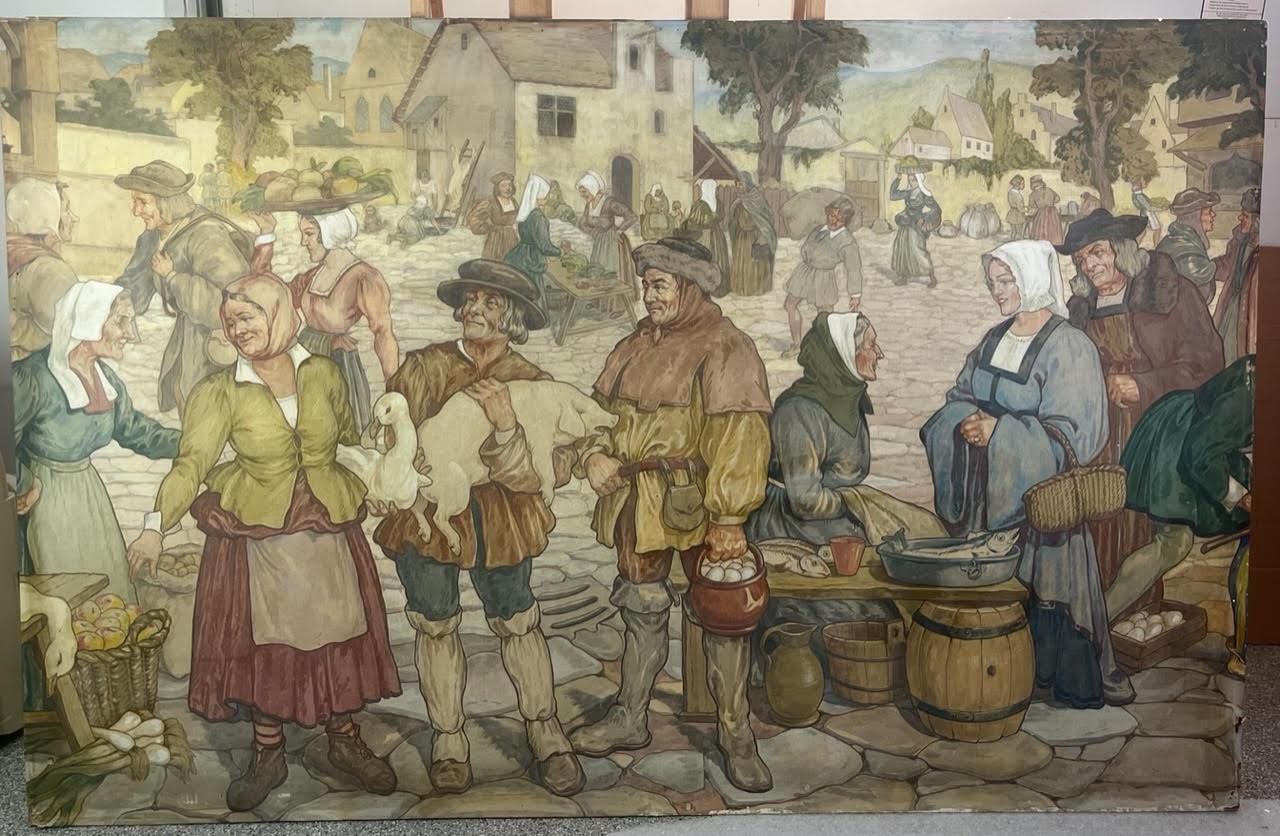 Original Canvas Mural for La Caravelle Restaurant, New York City - Brown Figurative Painting by Jean Pagès