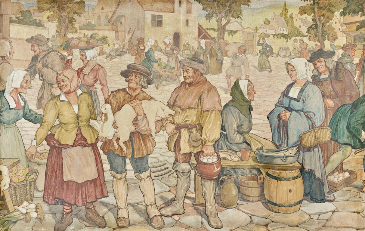 Jean Pagès Figurative Painting - Original Canvas Mural for La Caravelle Restaurant, New York City