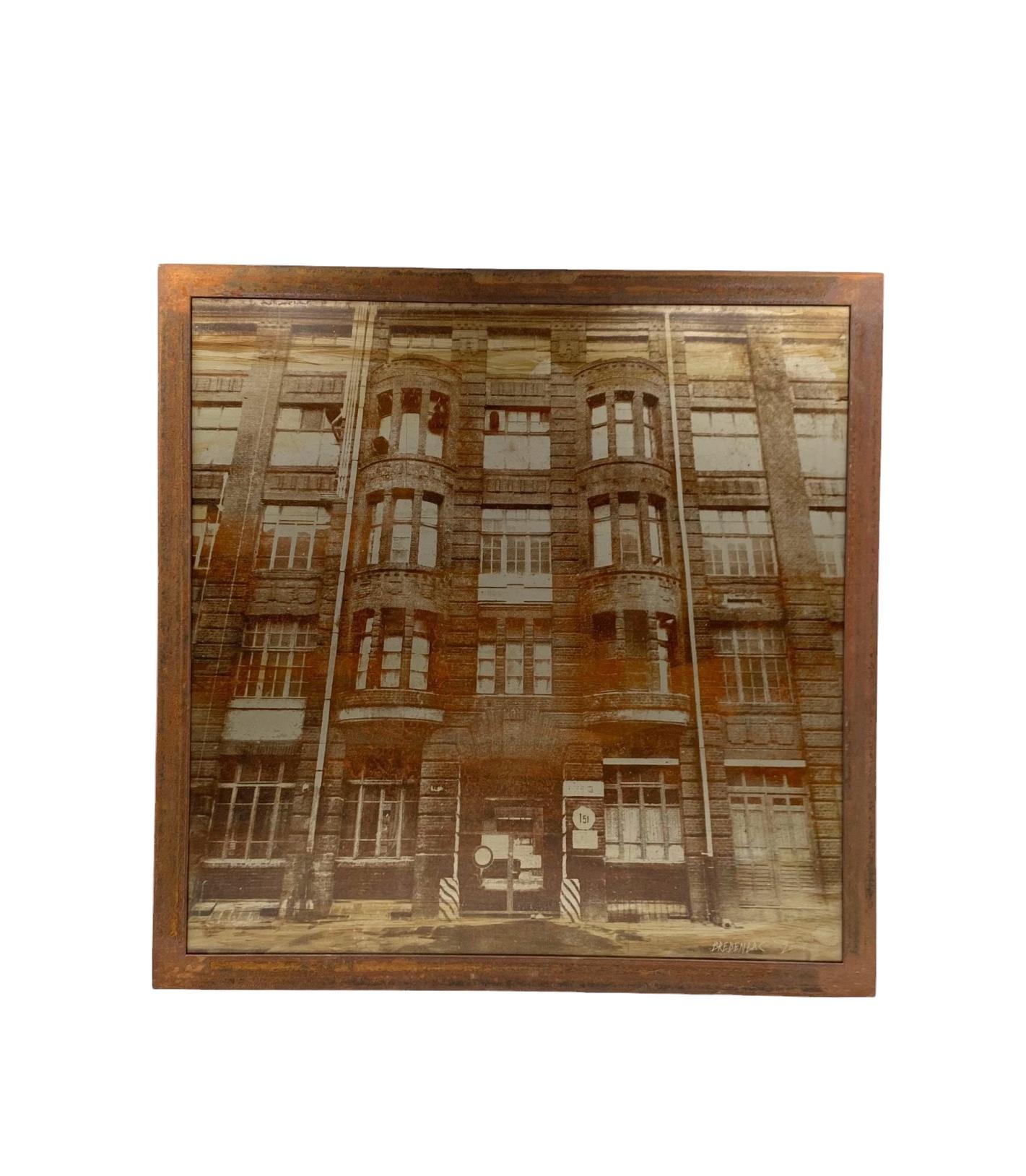 Jean-Pascal Bredenbac, Photo On Sheet Metal, Mounted On Panel,

France 2002

Numbered 0606

Framed with rusted iron

64 x 64 cm

Conditions: excellent, no defects