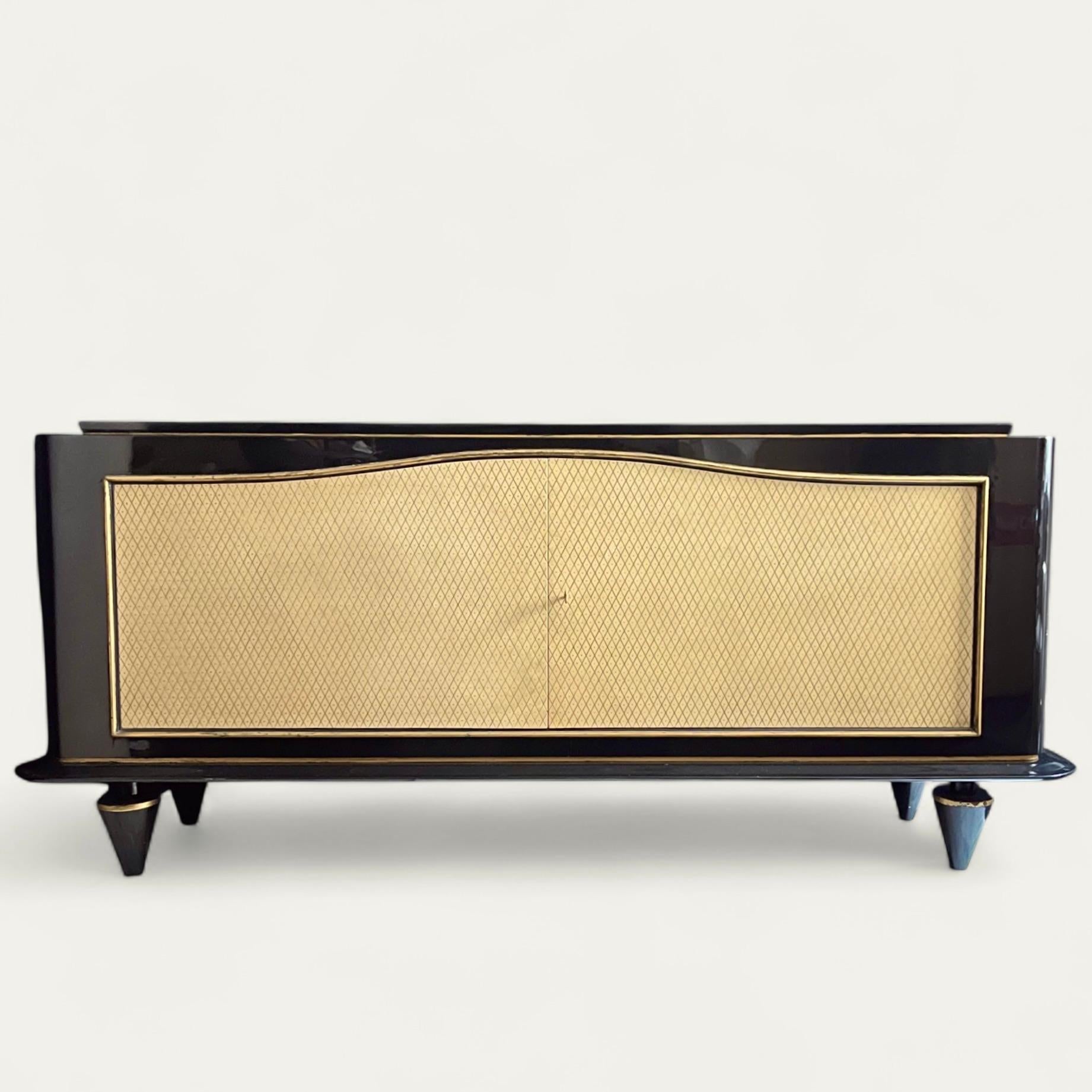 Jean Pascaud (1903-1996) Black Lacquer Sideboard circa 1940 For Sale 5
