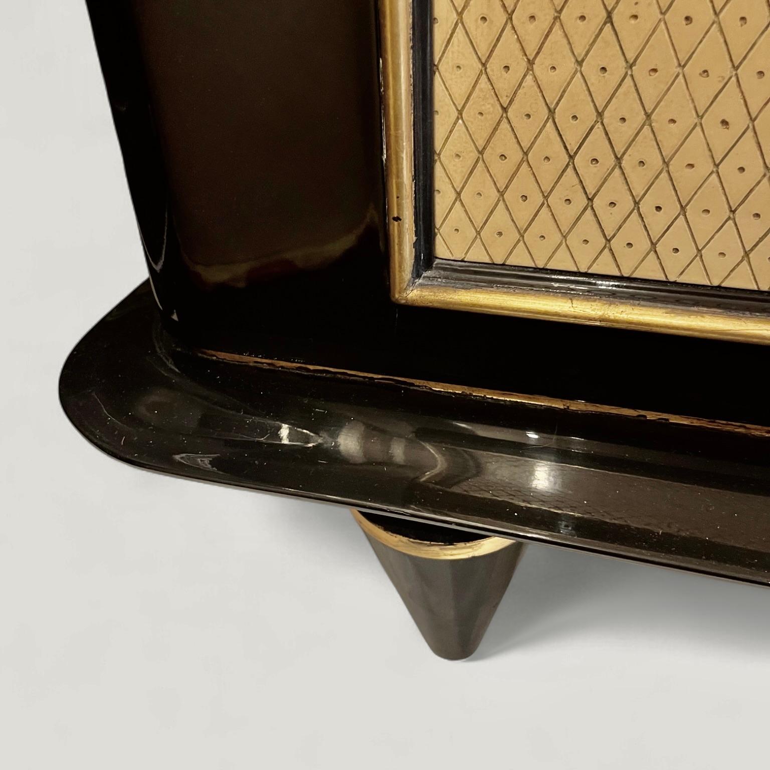 French Jean Pascaud (1903-1996) Black Lacquer Sideboard circa 1940 For Sale
