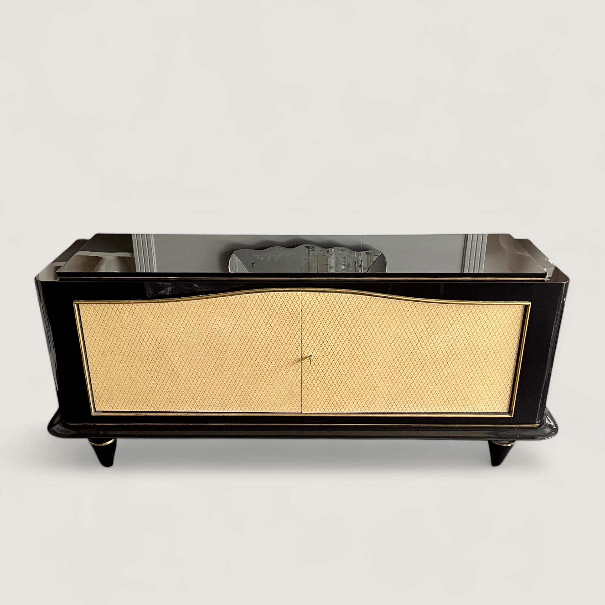 Mid-20th Century Jean Pascaud (1903-1996) Black Lacquer Sideboard circa 1940 For Sale