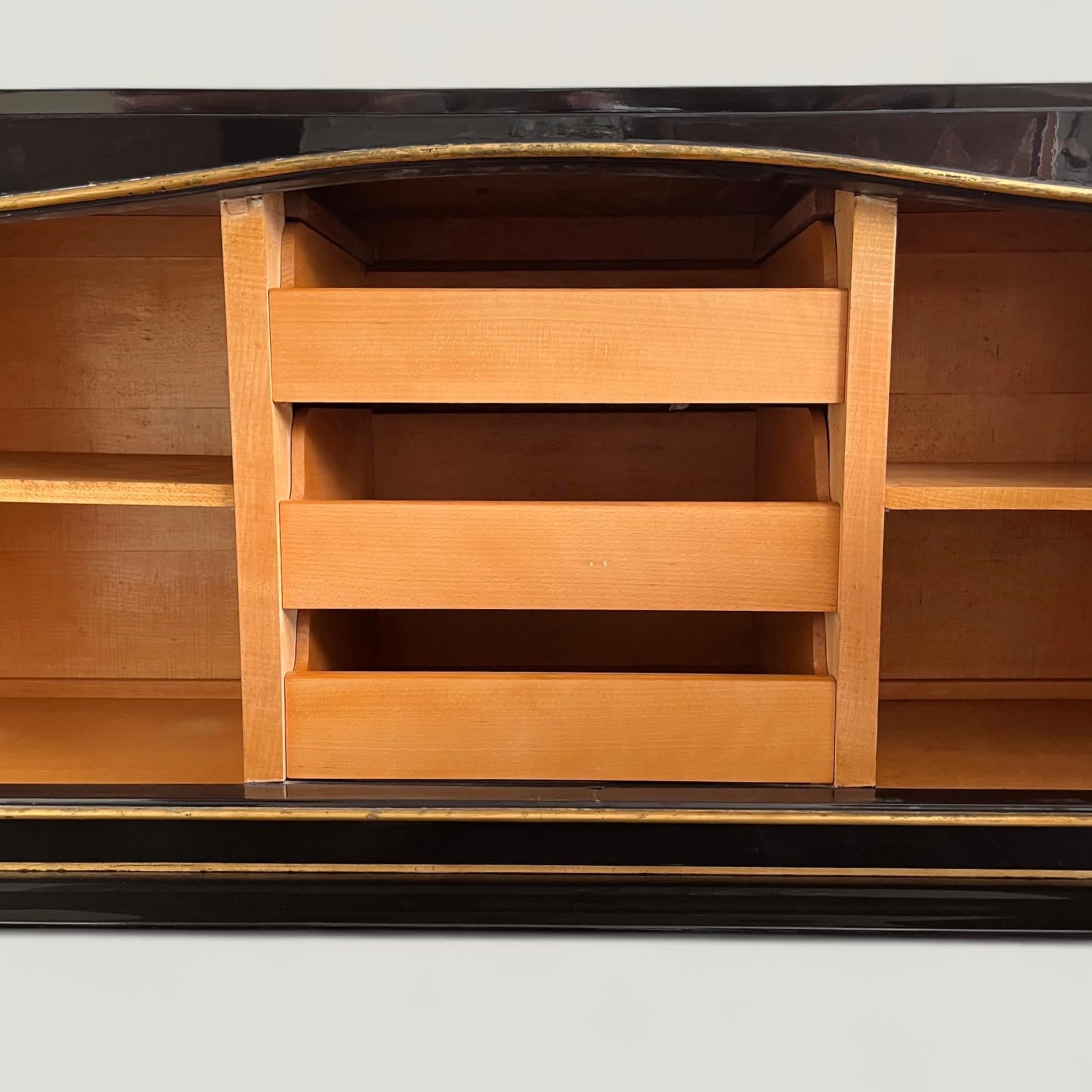 Jean Pascaud (1903-1996) Black Lacquer Sideboard circa 1940 For Sale 2