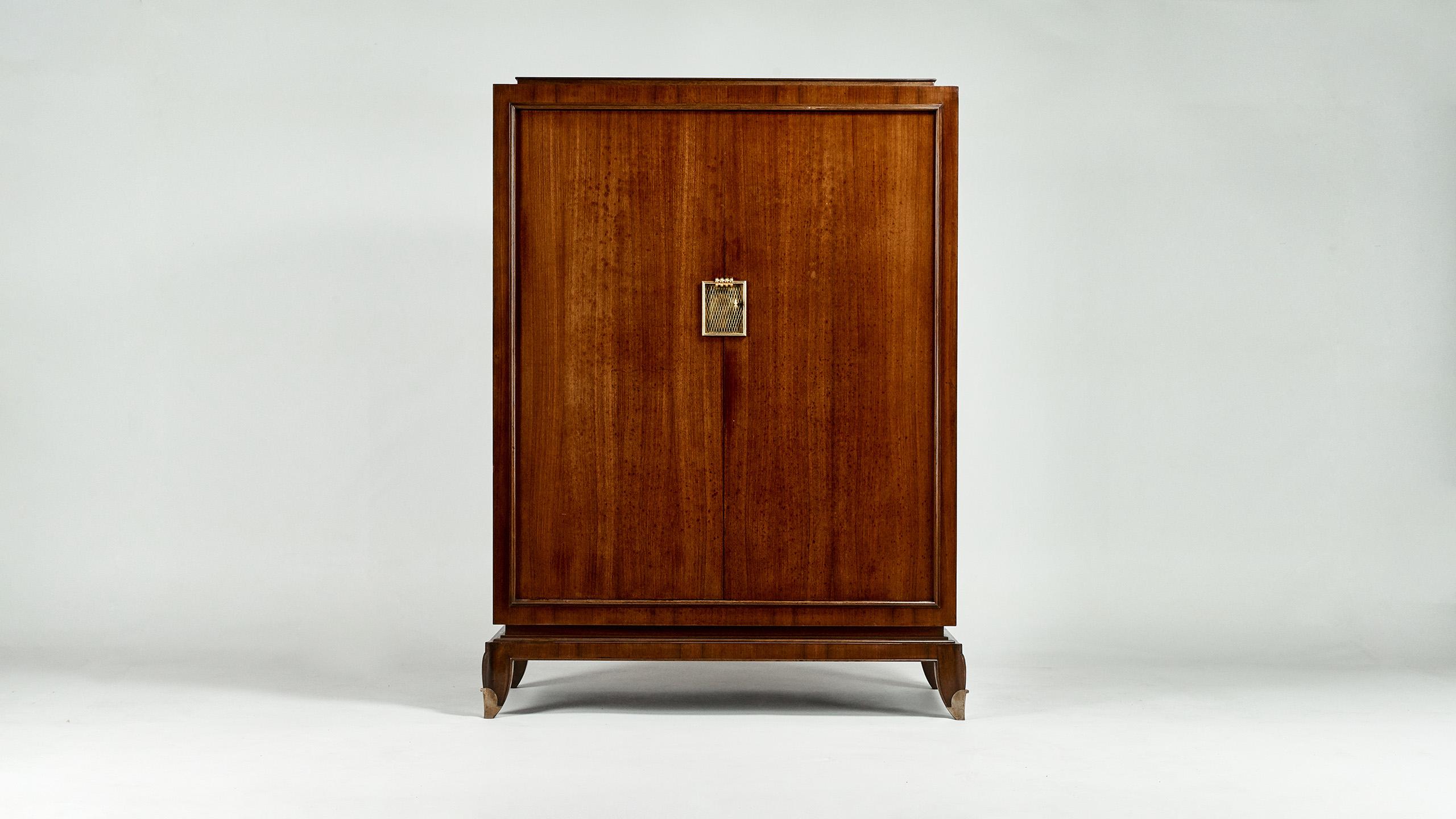 Neoclassical Jean Pascaud, Rosewood and Gilded Bronze Wardrobe, circa 1940