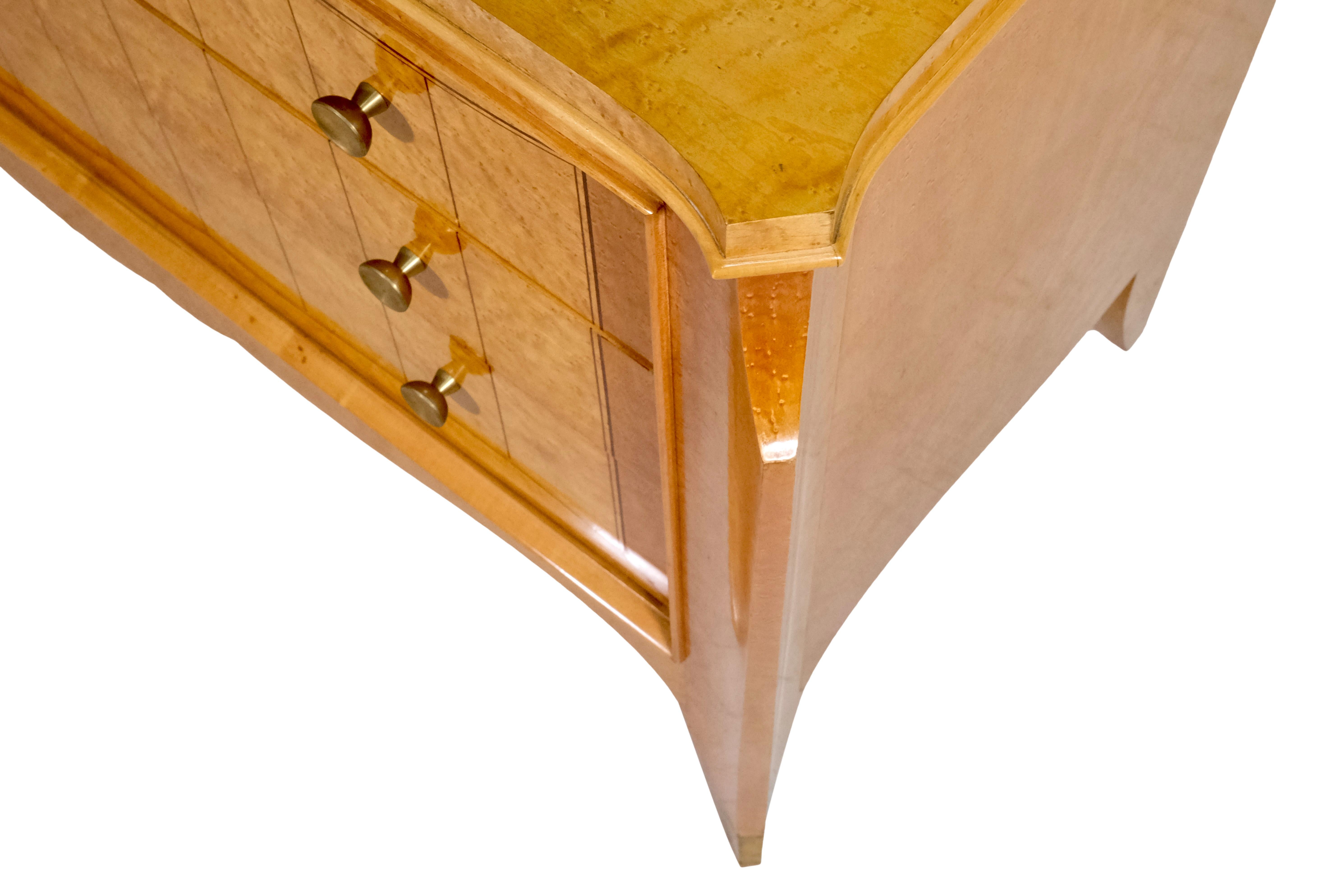 French 1930s Jean Pascaud Art Deco Chest Of Drawers in Birdseye Maple For Sale 2