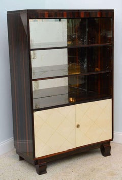 Bibliothèque Art Déco Jean Pascaud en ébène de Macassar et parchemin français