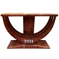 Jean Pascaud Console, Rosewood and Mirrored Steel, France, 1930