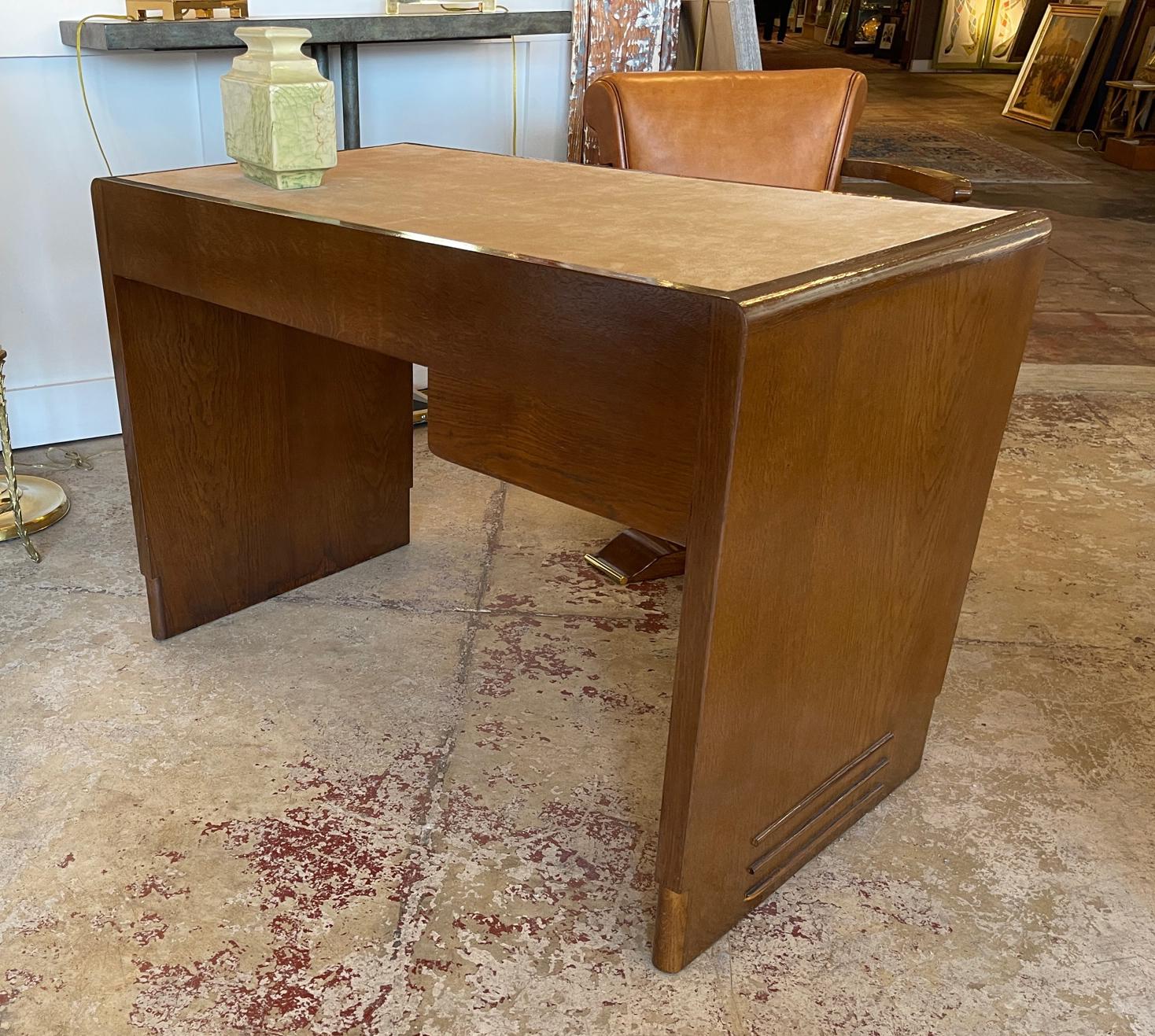Art Deco Jean Pascaud Student Desk in oak 1930 For Sale