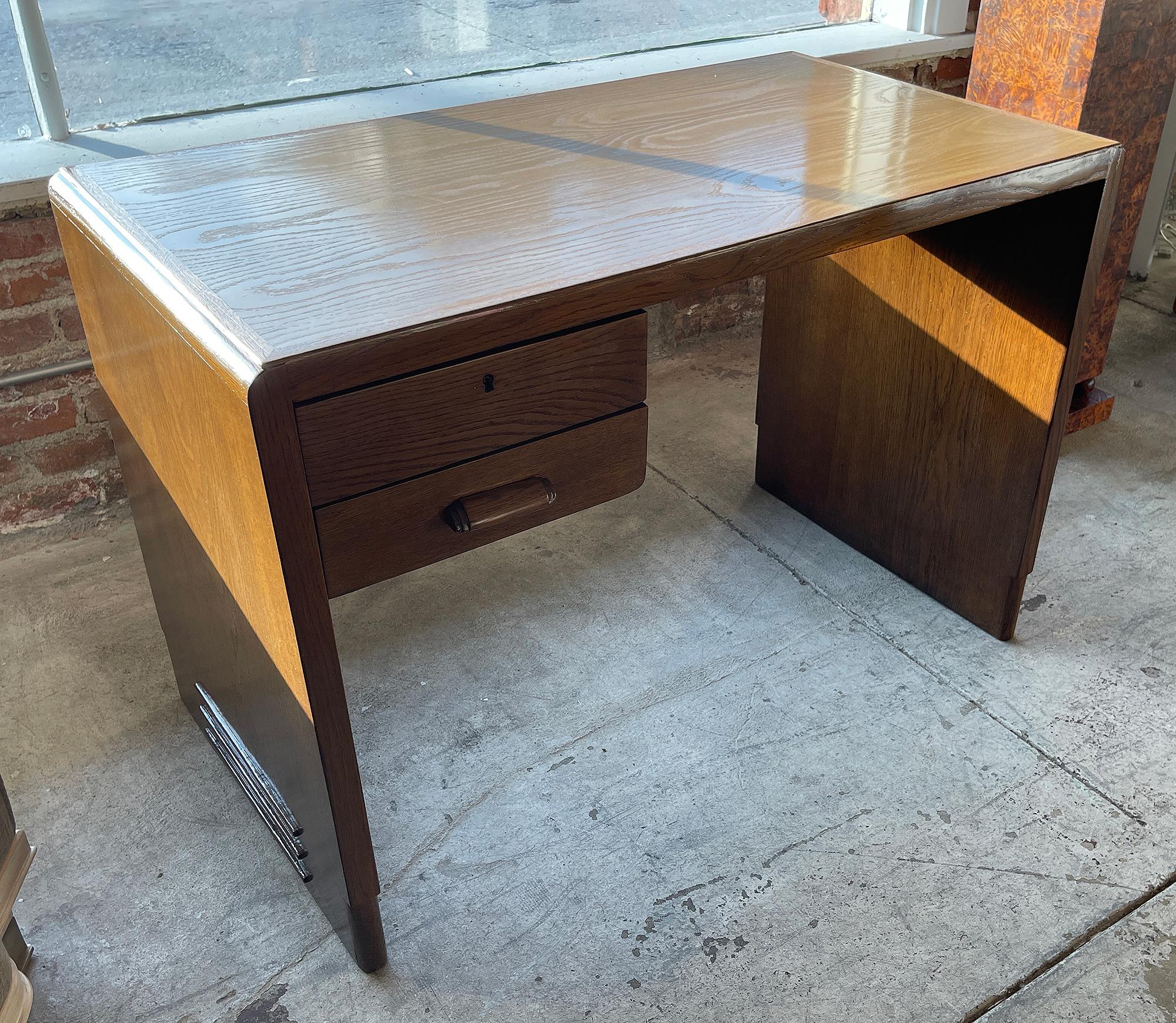 Art Deco Jean Pascaud Student Desk in wood 1930 - Wooden top For Sale
