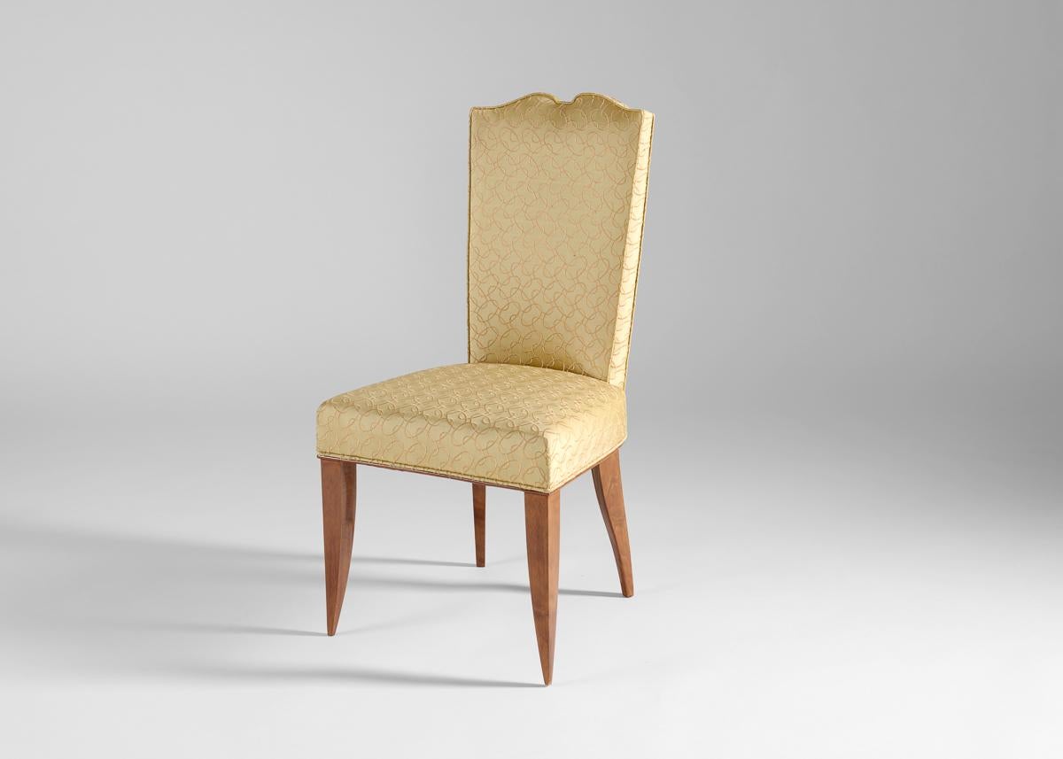 Art Déco Jean Pascaud, Set di sei sedie da pranzo con schienale alto, Francia, Circa 1935 in vendita