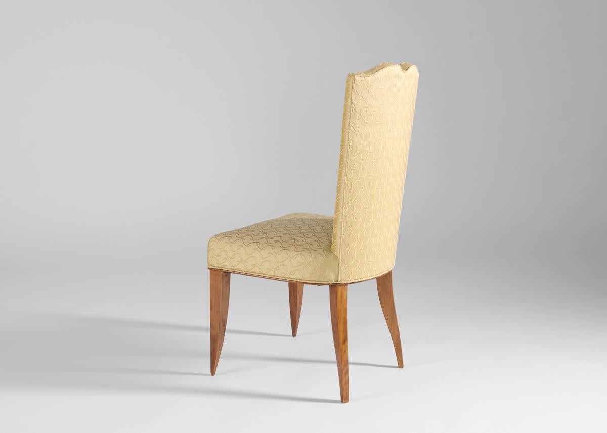Jean Pascaud, Set di sei sedie da pranzo con schienale alto, Francia, Circa 1935 In condizioni buone in vendita a New York, NY