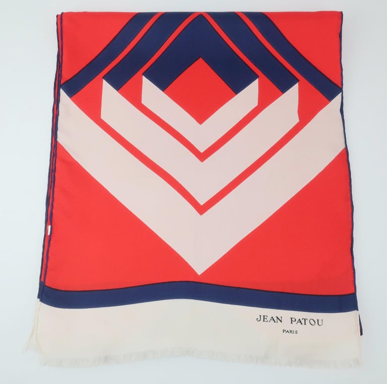 Jean Patou 1960's Red, White and Blue Silk Scarf at 1stDibs | green ...