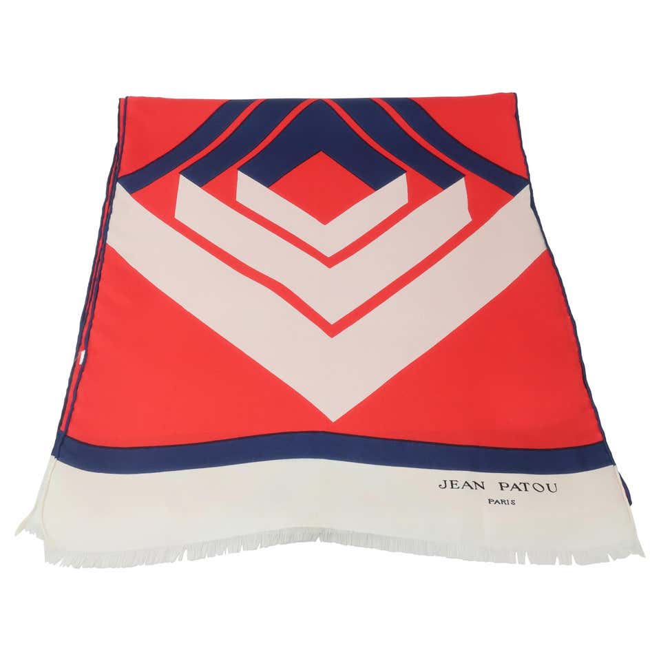 Jean Patou 1960's Red, White and Blue Silk Scarf at 1stDibs | green ...