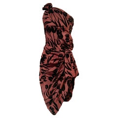Jean Patou Boutique Aubergine-Seidenkleid mit schwarzer Drapierung  Samt Tulpen