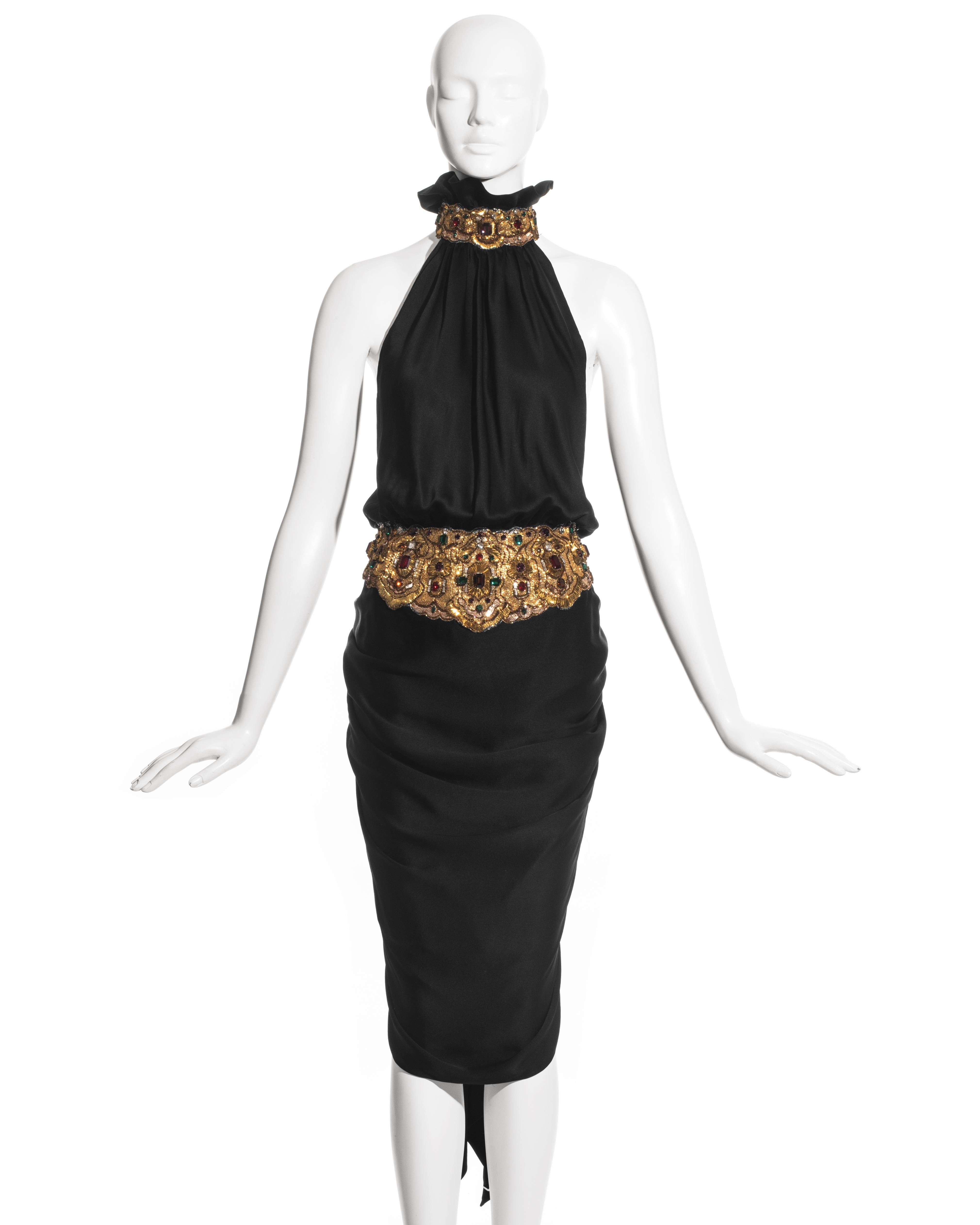 Black Jean Patou by Christian Lacroix black embellished cocktail dress, fw 1985