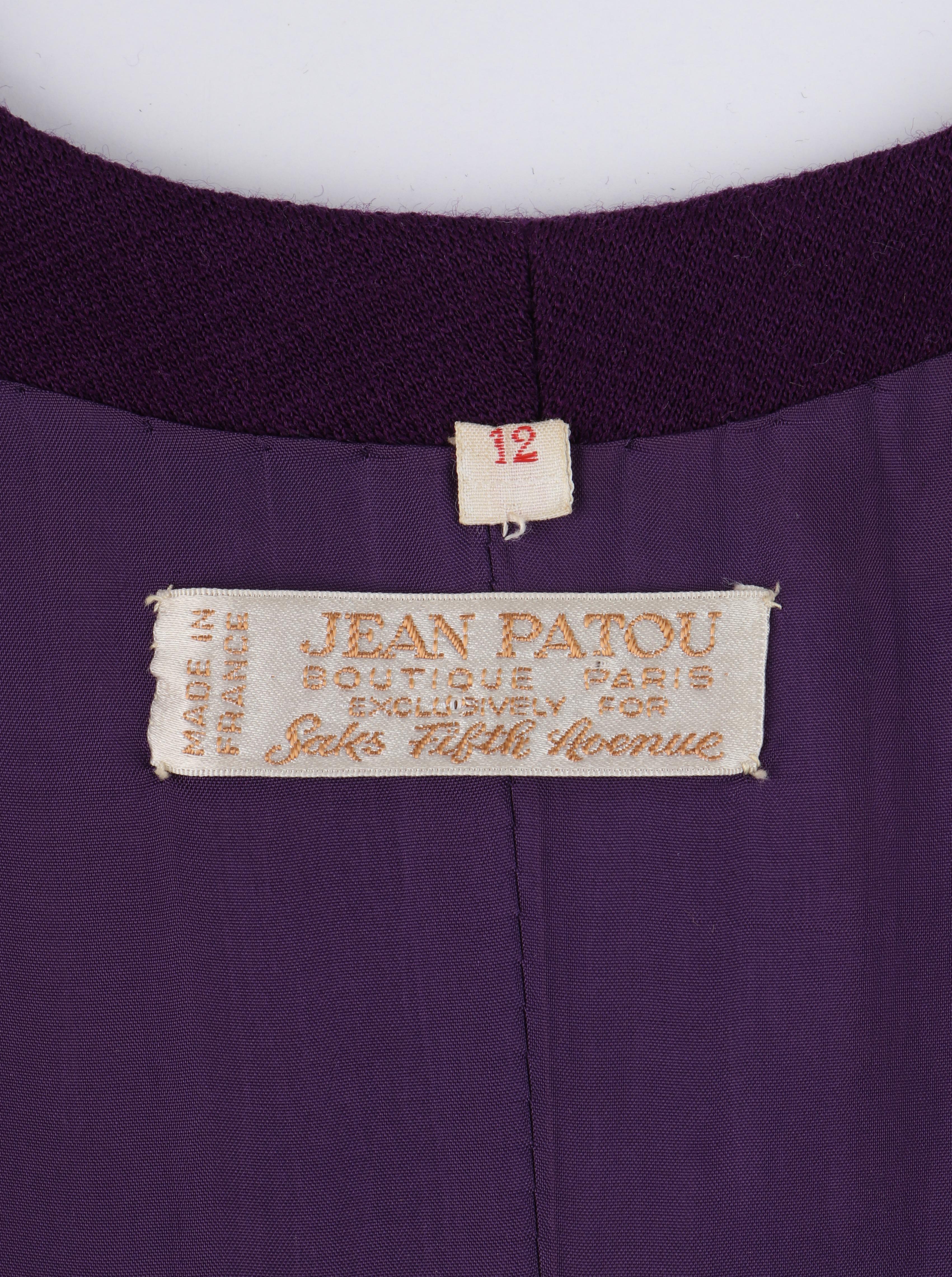 JEAN PATOU c.1960's Purple Sleeveless Double Breasted Button Up Mod Shift Dress For Sale 3